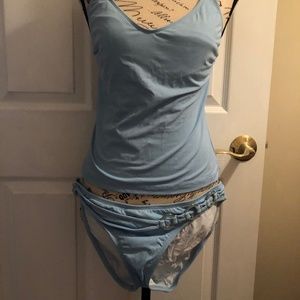 3 piece Baja Blue Bathing Suit and Skirt